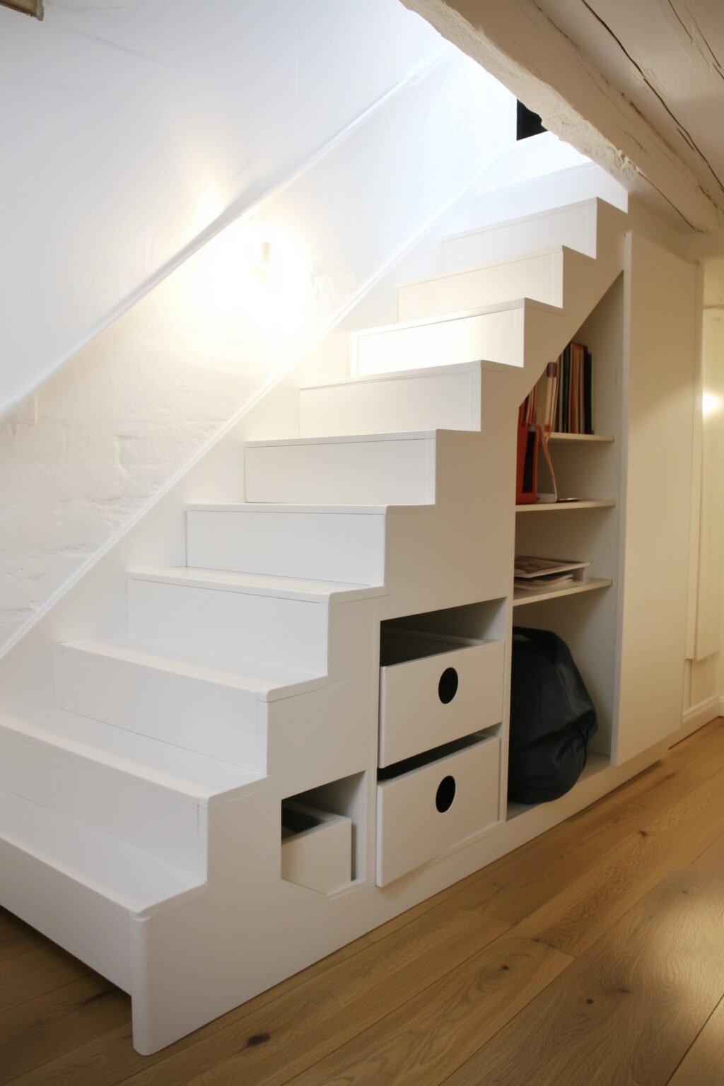 escalier placard intégré fin rangement sur-mesure