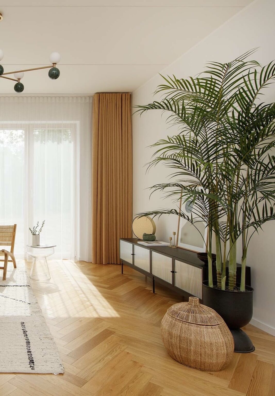 meuble buffet bas tv noir cannage design long