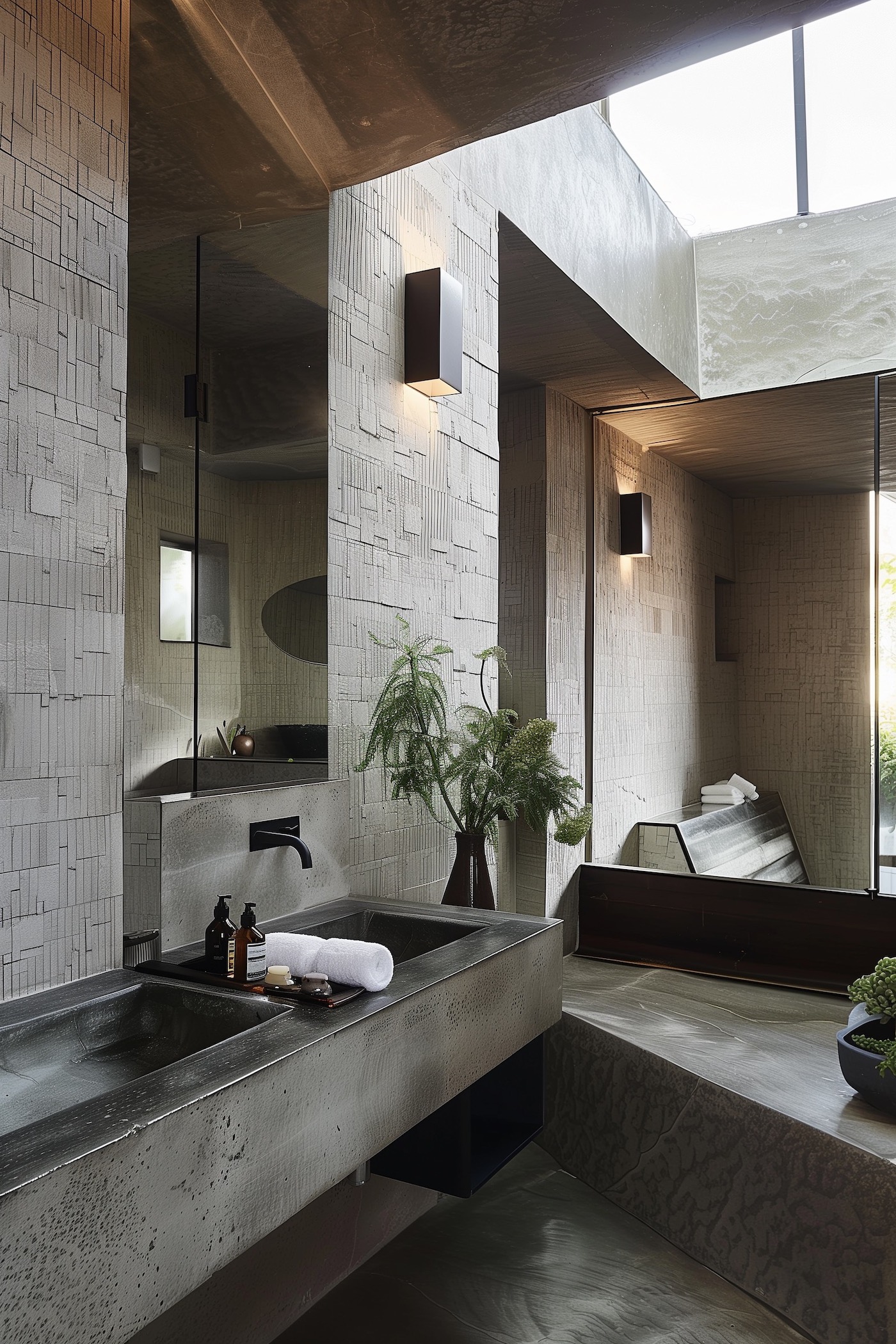salle de bain bétonnée nuances de gris