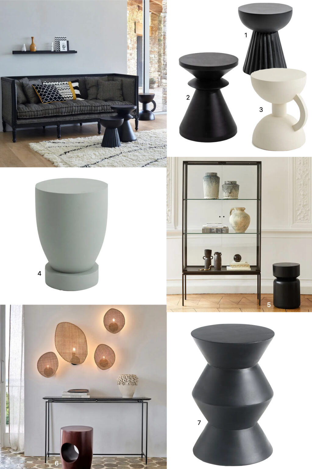 table appoint manguier peint noir blanc style africain salon