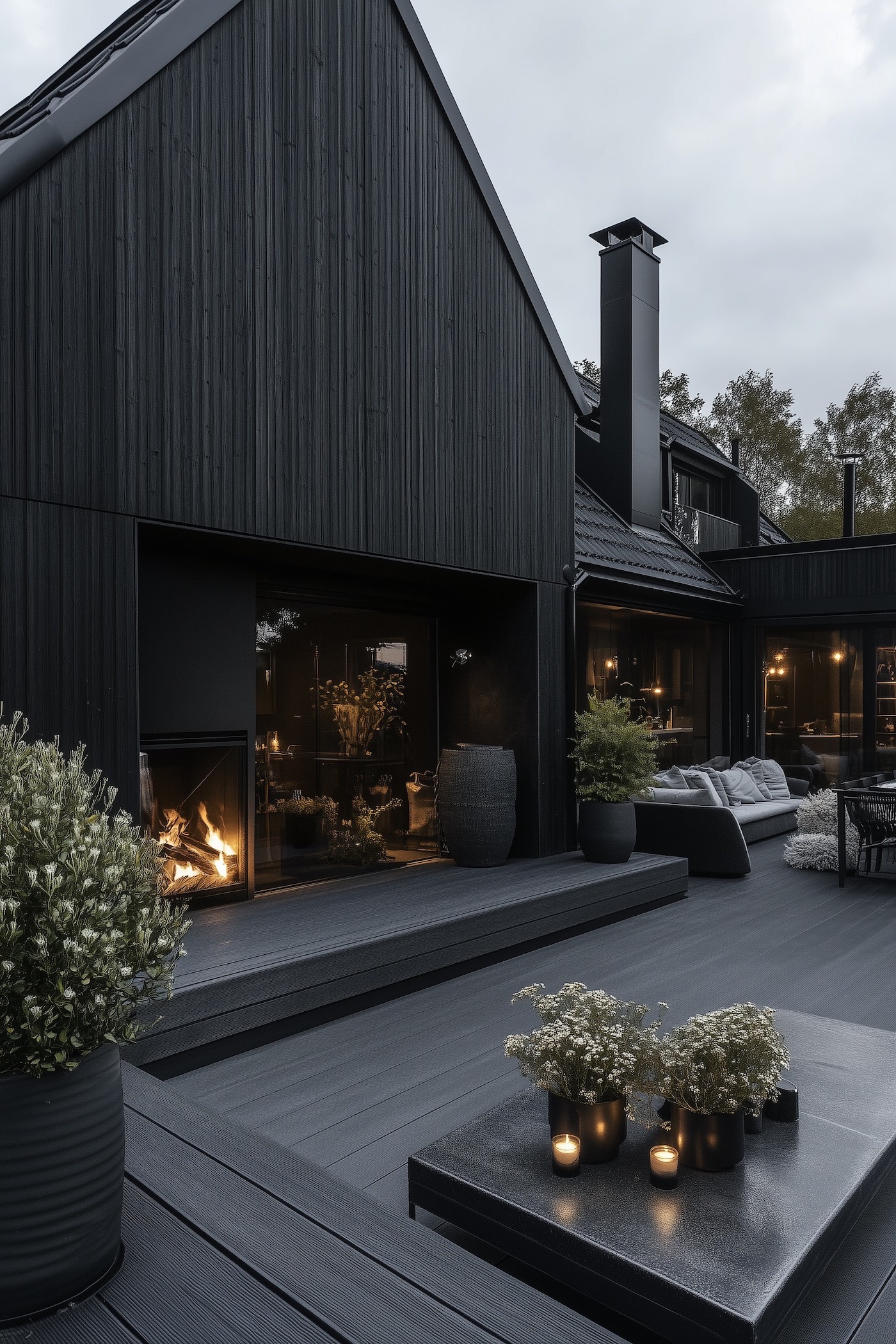 idée déco aménagement terrasse grise anthracite maison bois