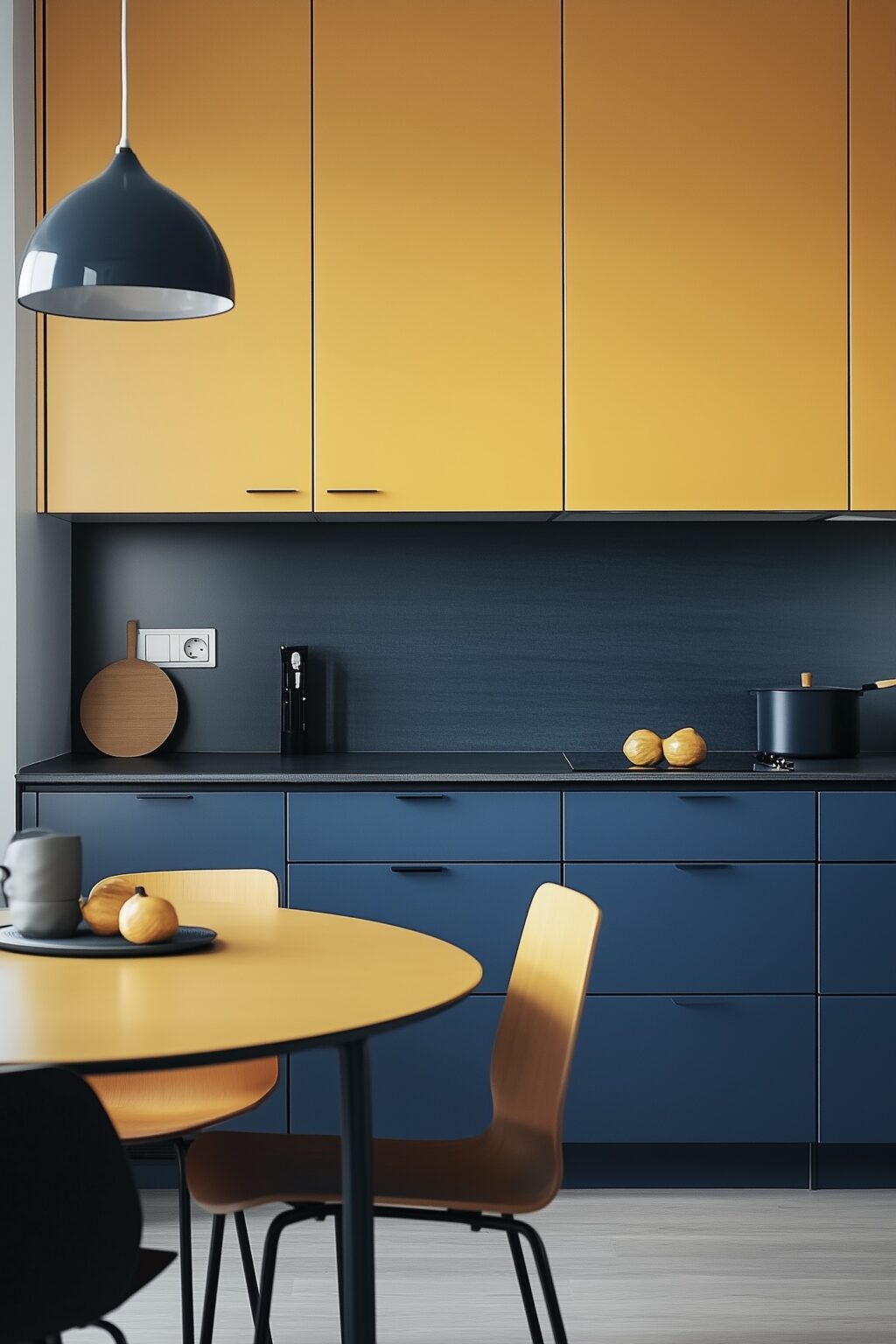 cuisine bicolore bleu jaune