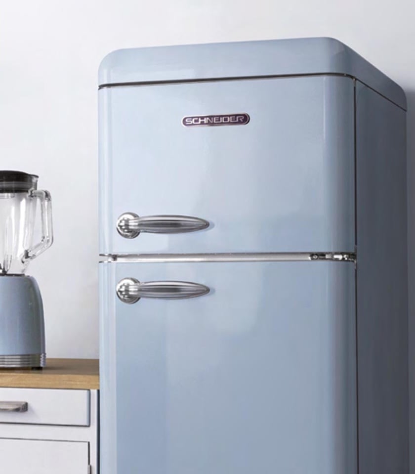 deco frigo bleu argenté inspiration nordique scandinave retro vintage