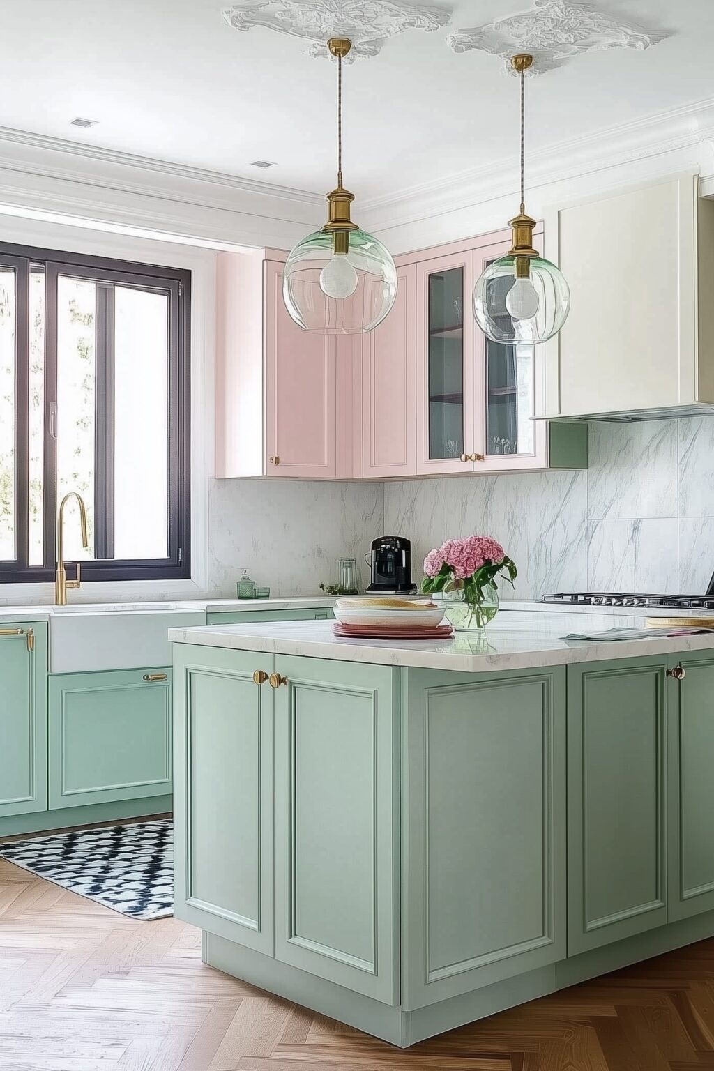 idée déco pastel rose vert rétro