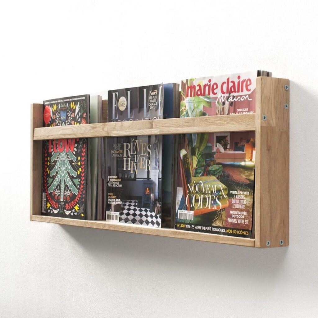 porte revue mural bois chêne nature deco intérieure