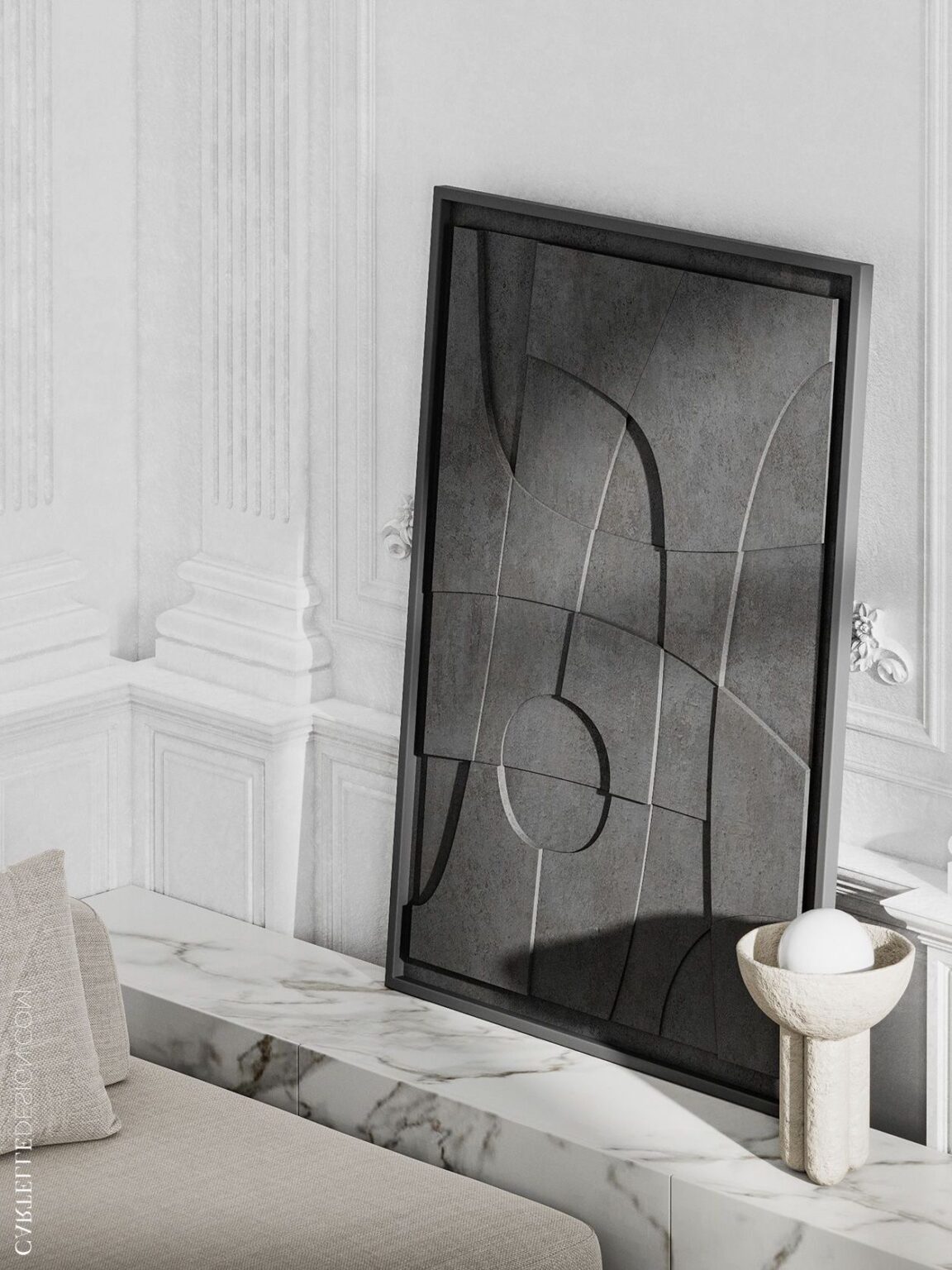 diy cadre relief arty noir graphique à faire soi-même