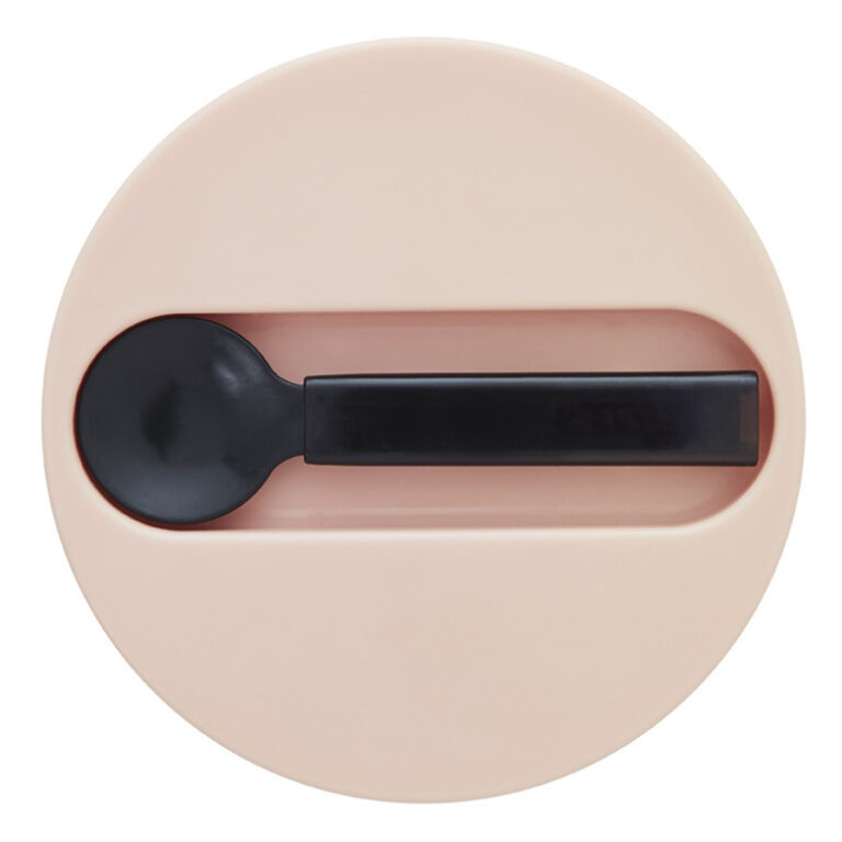 Boite thermique ronde acier rose couvert incruste cuillère