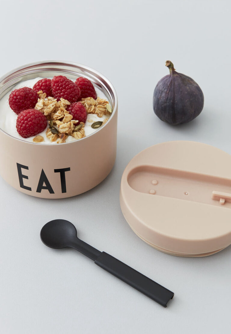 Boite thermique ronde acier rose nude petit déjeuner repas diner
