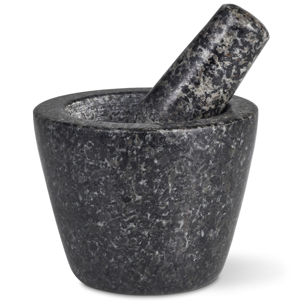 accessoire déco noir & blanc cuisine mortier pilon granit