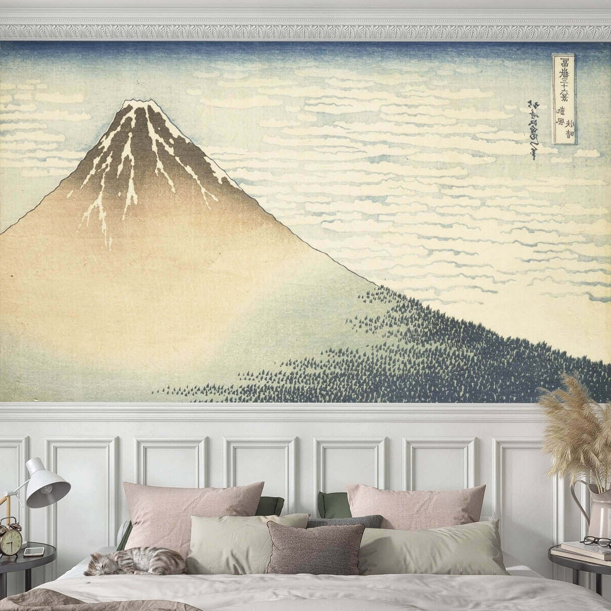 chambre japonisante tableau Mont Fuji déco appartement parisien