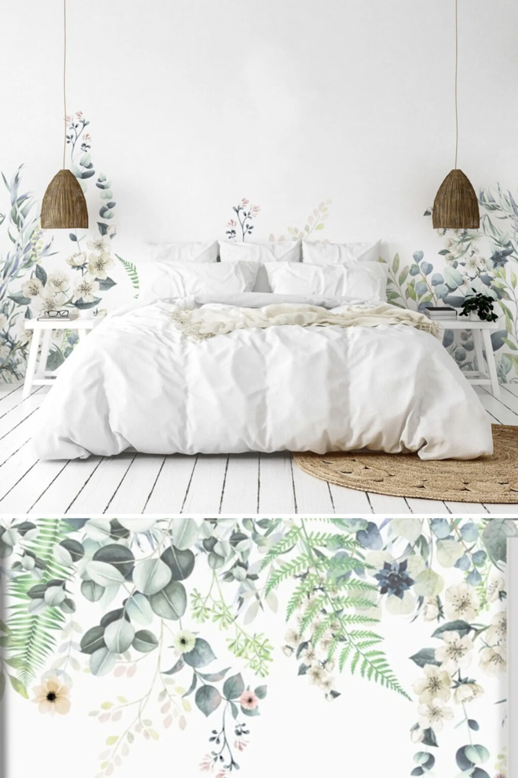 chambre thème nature florale bohème