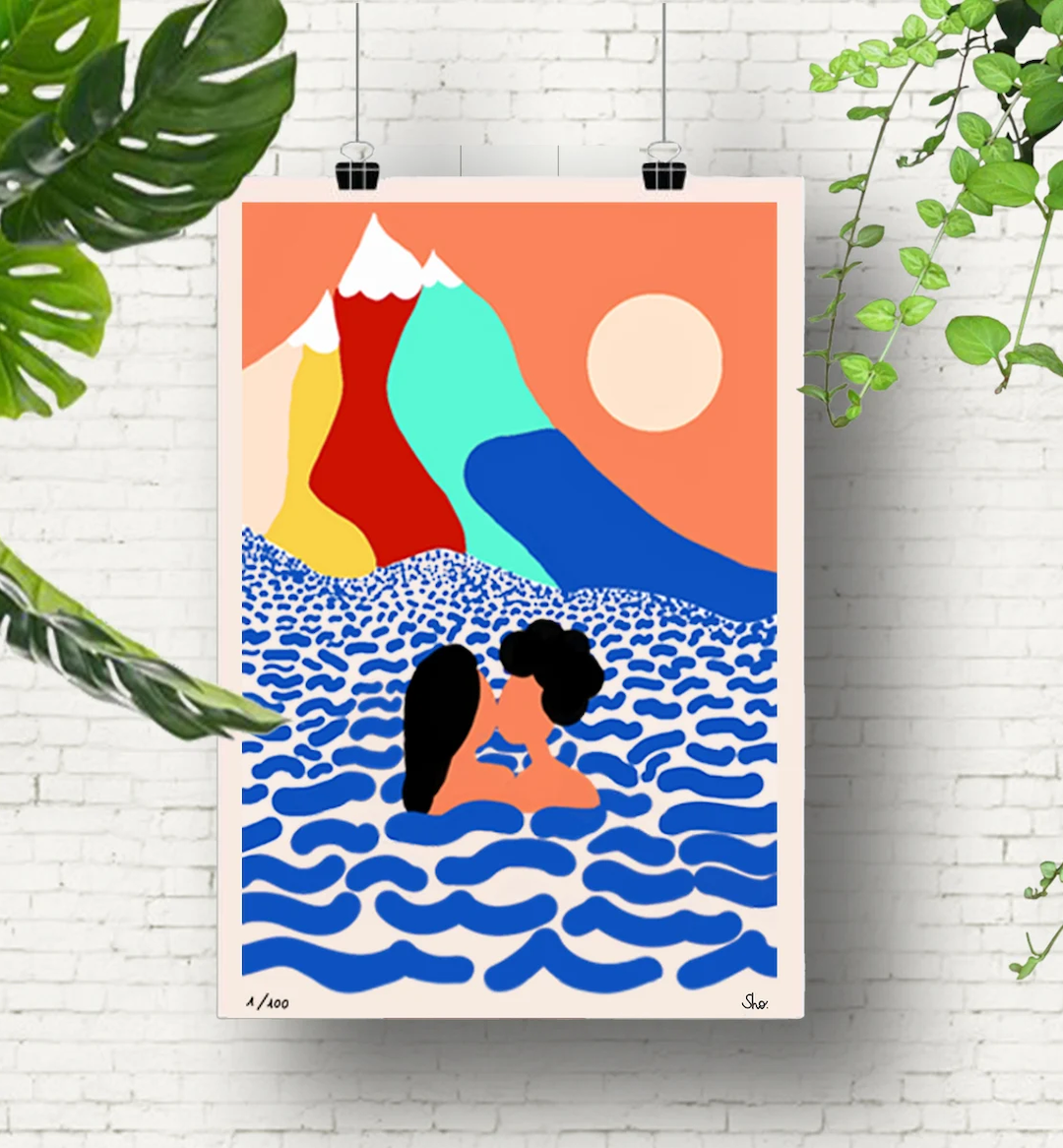 deco illustration abstraite colore ocean vacances decoration