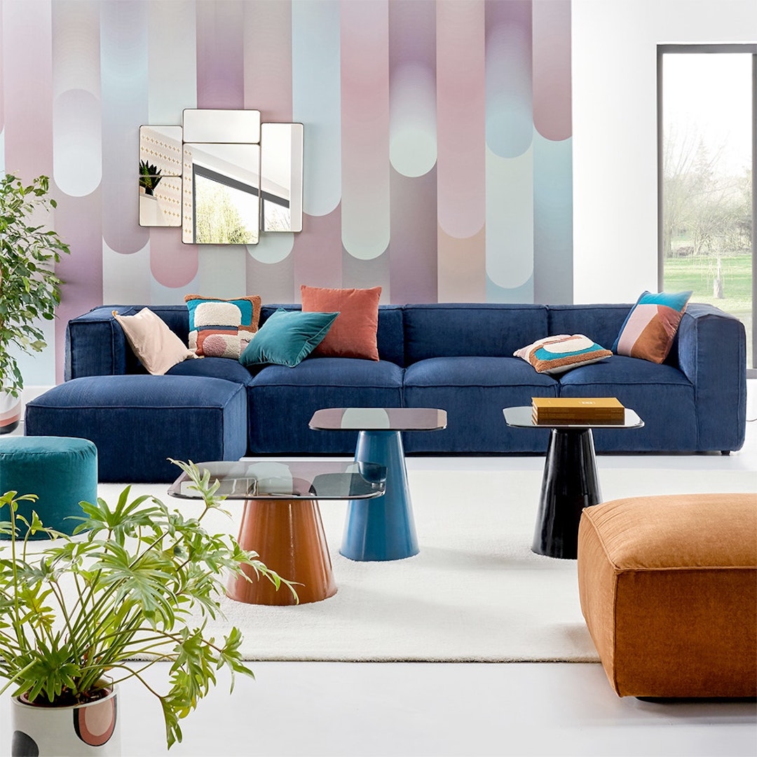 deco tendance seventies salon colore rose violet degrade poudree