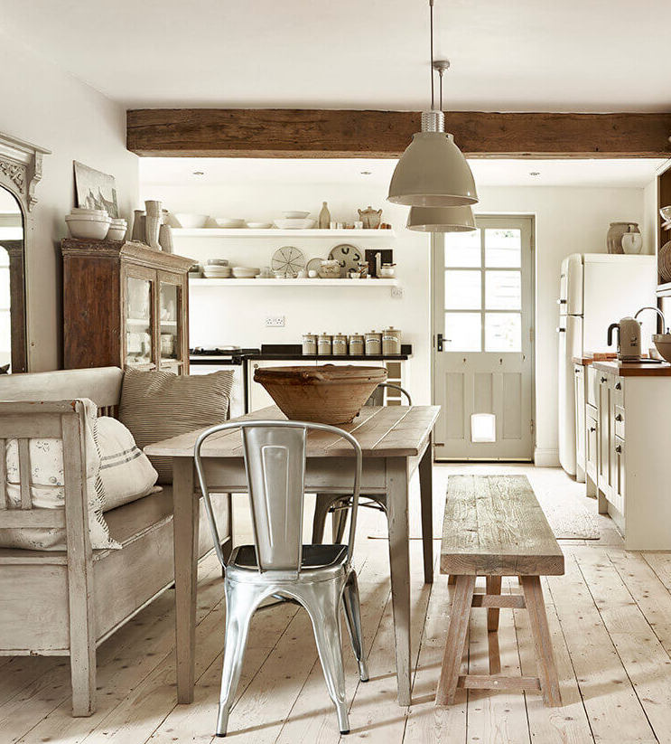 idee deco interieure cuisine table large bois rustique cottage anglais