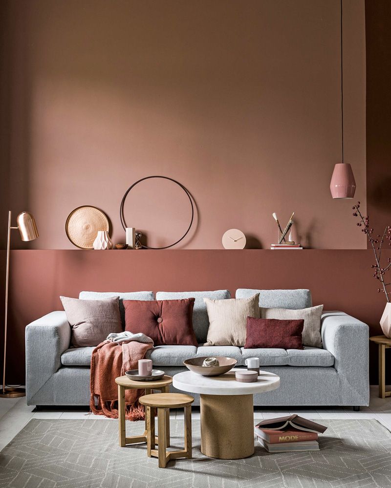 idee salon couleurs chaudes marron sobre elegant