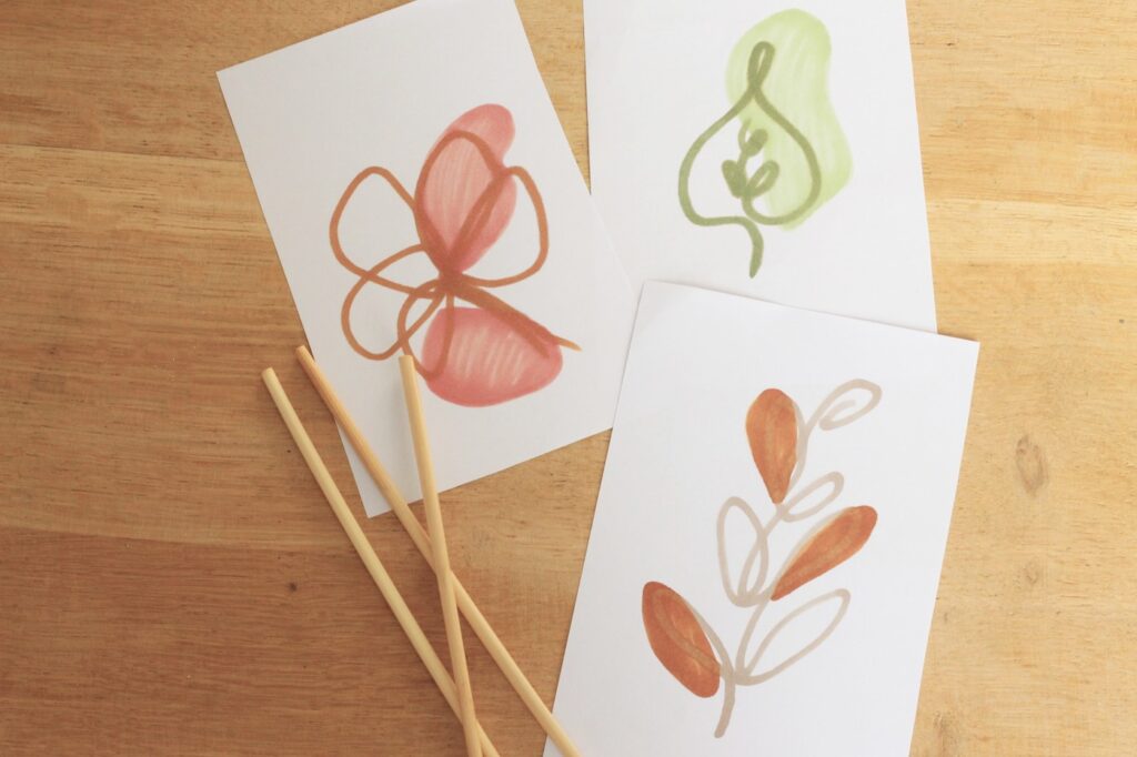 line art végétal fleur feuille dessin tuto