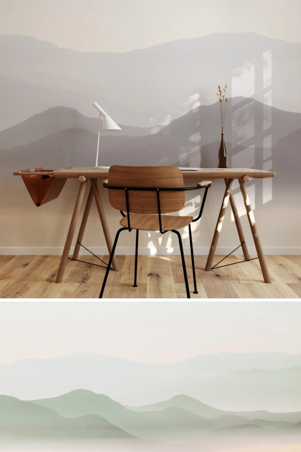 papier peint panoramique montagne brume