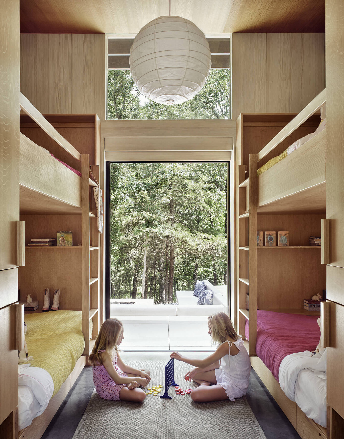 chambre dortoir style cabane lits superposés bois massif