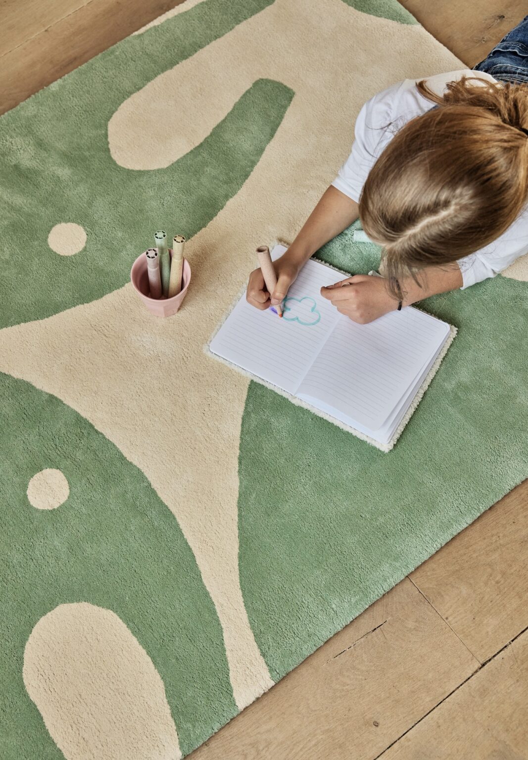 tapis éléphant beige crème vert menthe