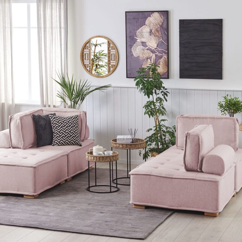 canape d angle fixe modulable ultra moelleux paris tissu bouclette chauffeuses