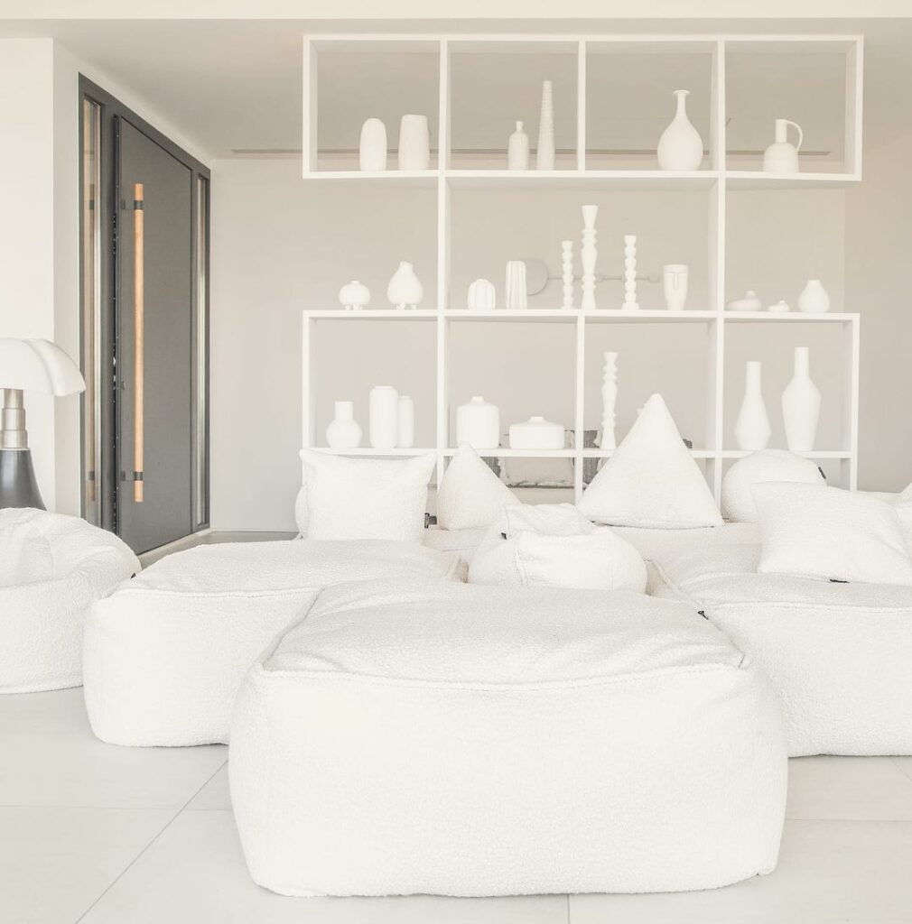salon blanc canape fixe modulable tissu velours cotele blanc