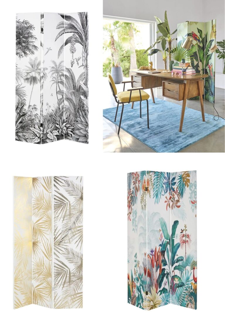 paravent accordéon motif jungle tropical