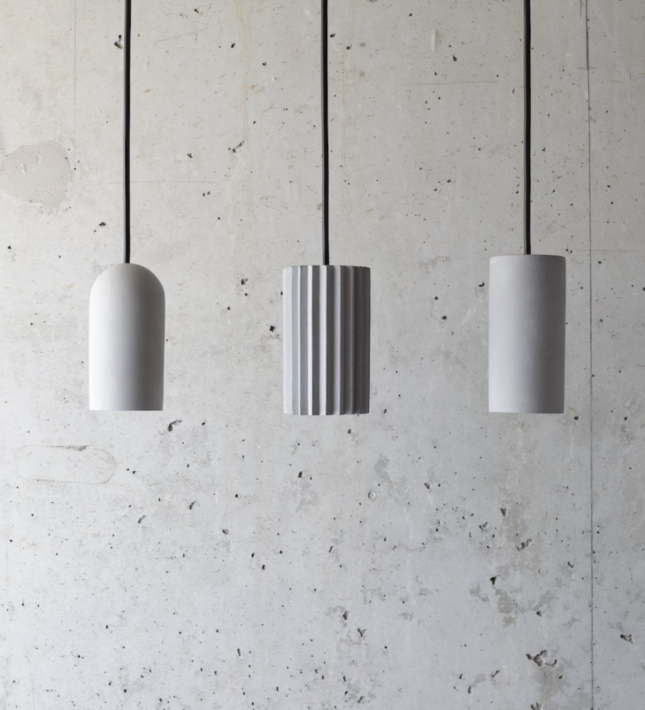 suspension grise effet beton design contemporain
