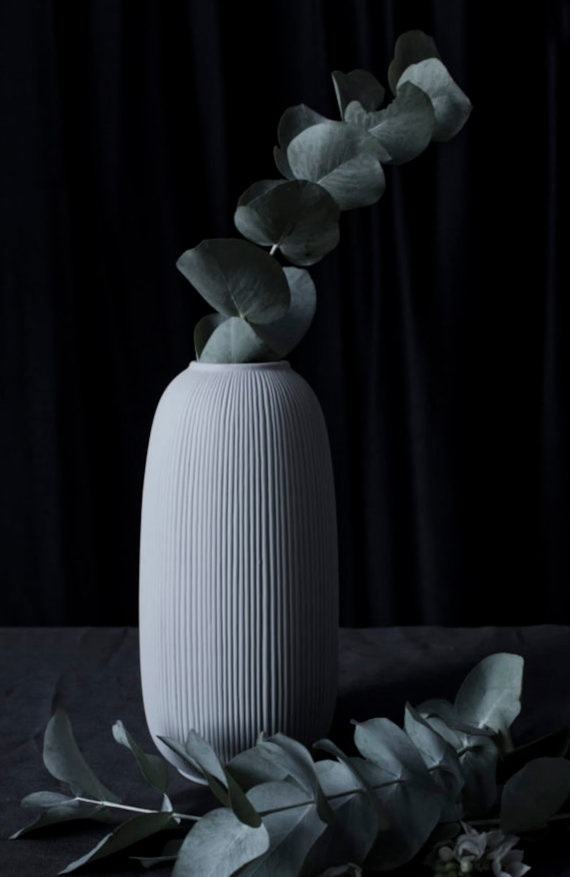 vase ceramique gris oval plante verte deco moderne