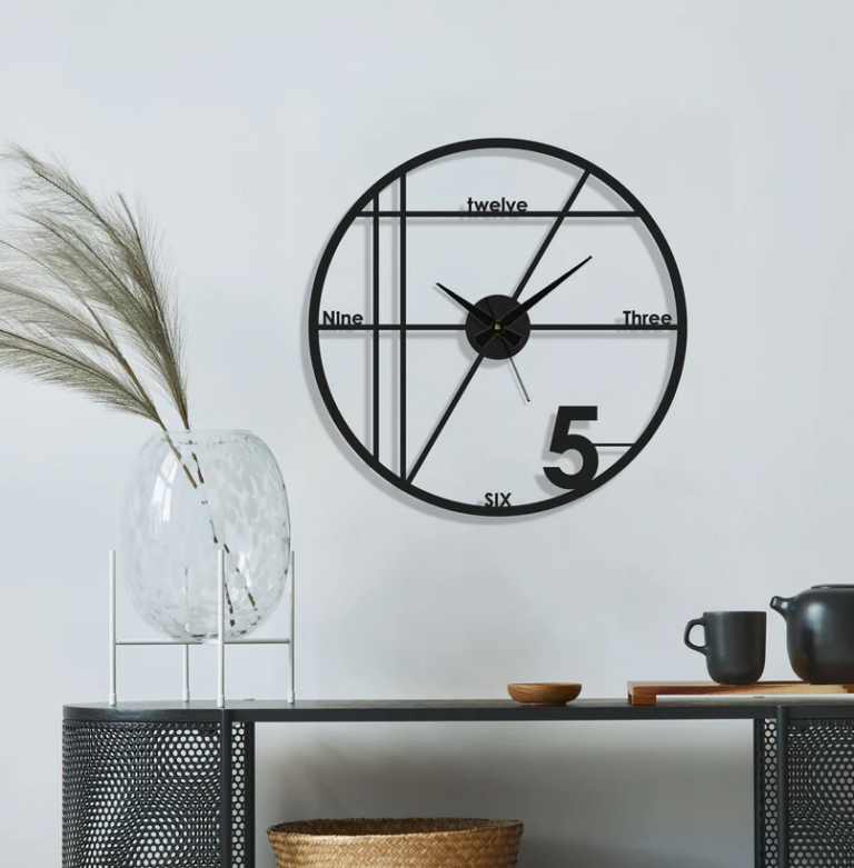 Horloge murale metal noir Art mural