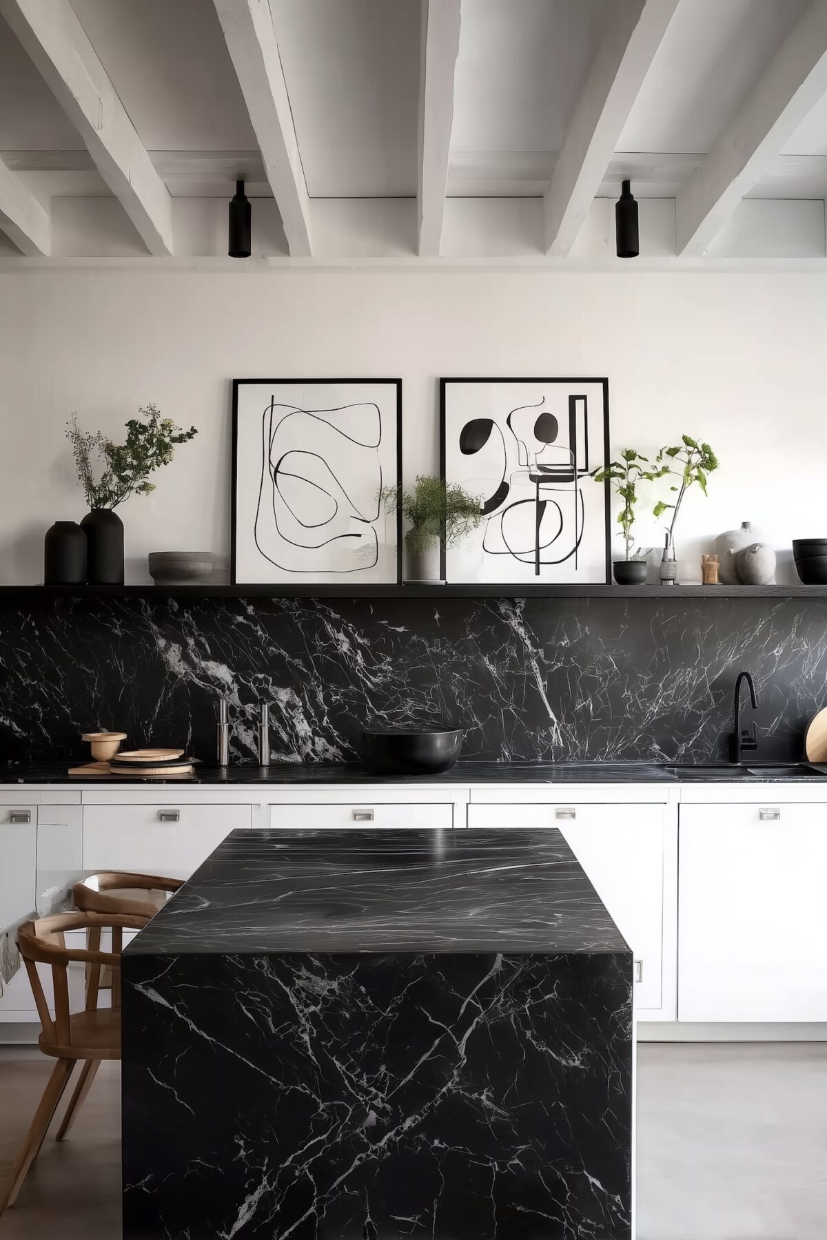 couleur tendance marbre noir cuisine graphique