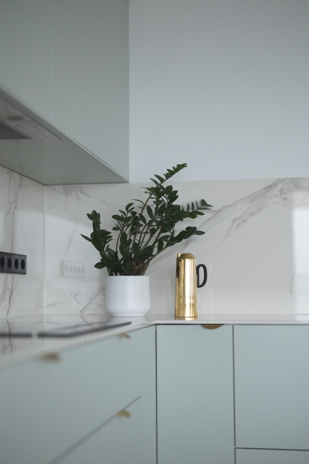 cuisine de rêve vert clair marbre laiton