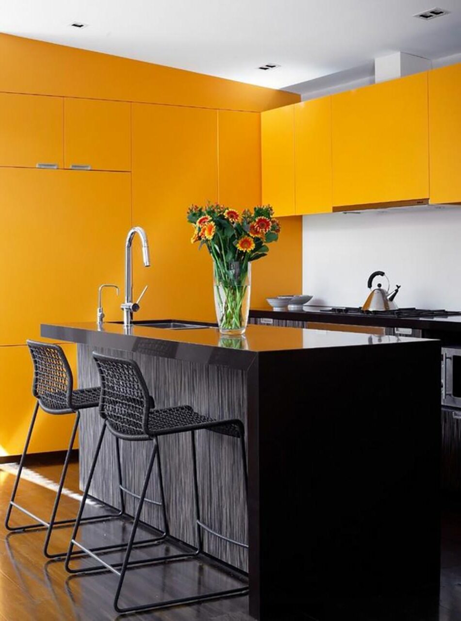 deco cuisine jaune coloree lumineuse moderne design