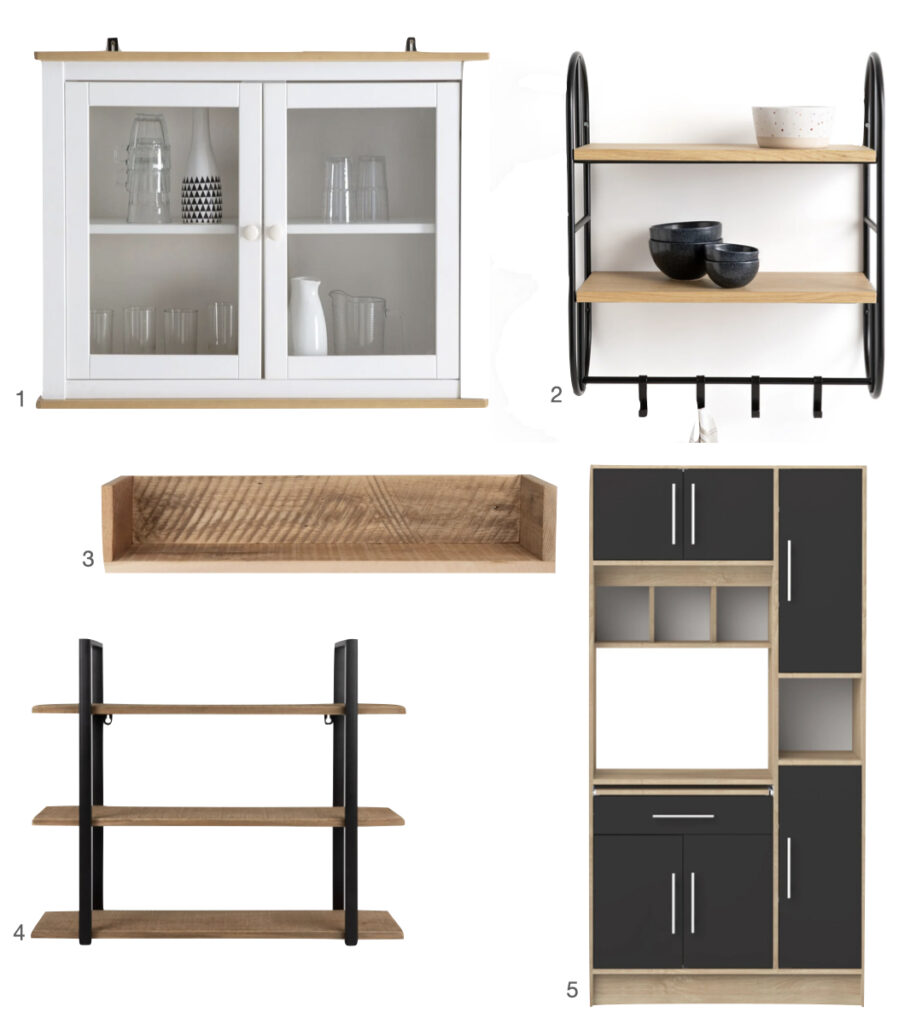 mobilier commode cuisine noir bois marron fer metal design