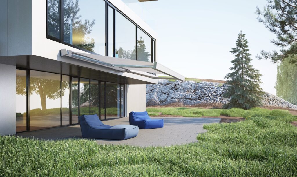 Store banne sur-mesure maison cube moderne