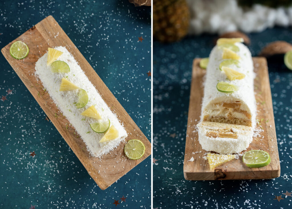 Bûche Exotique Ananas Coco et Citron Vert