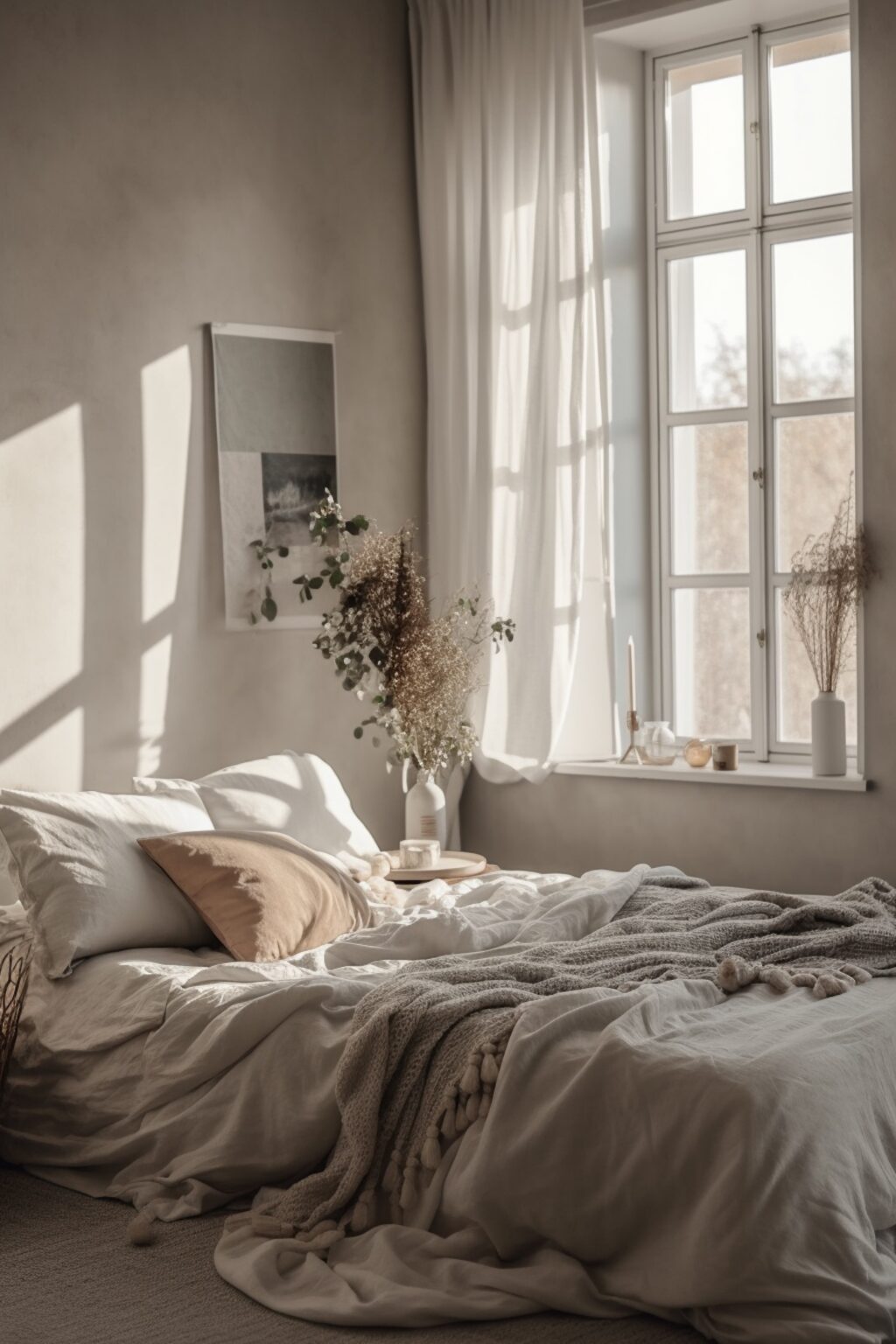 chambre confortable nuance beige boho scandinave