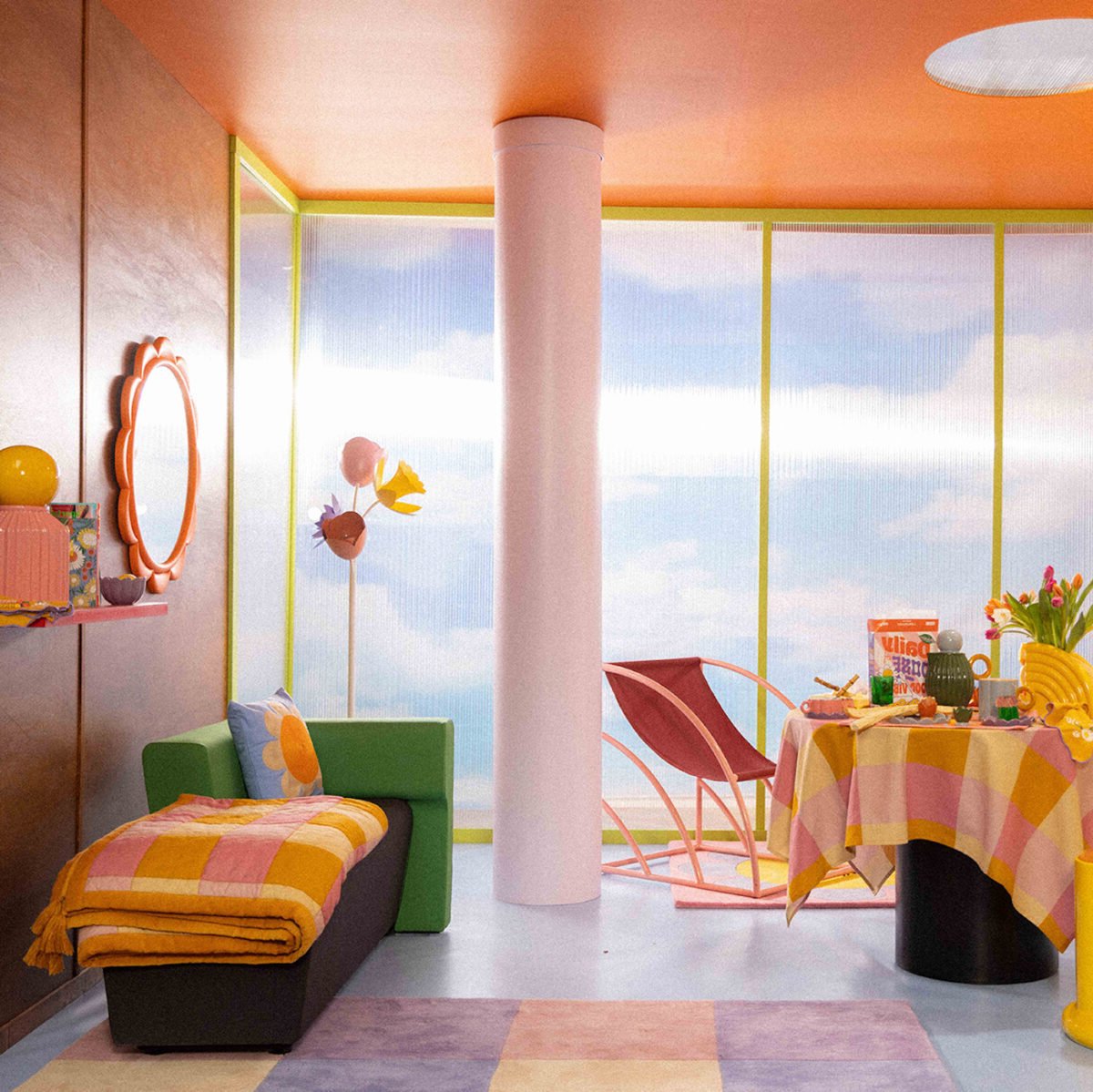 deco annee 60 sixties jaune rose orange moderne design