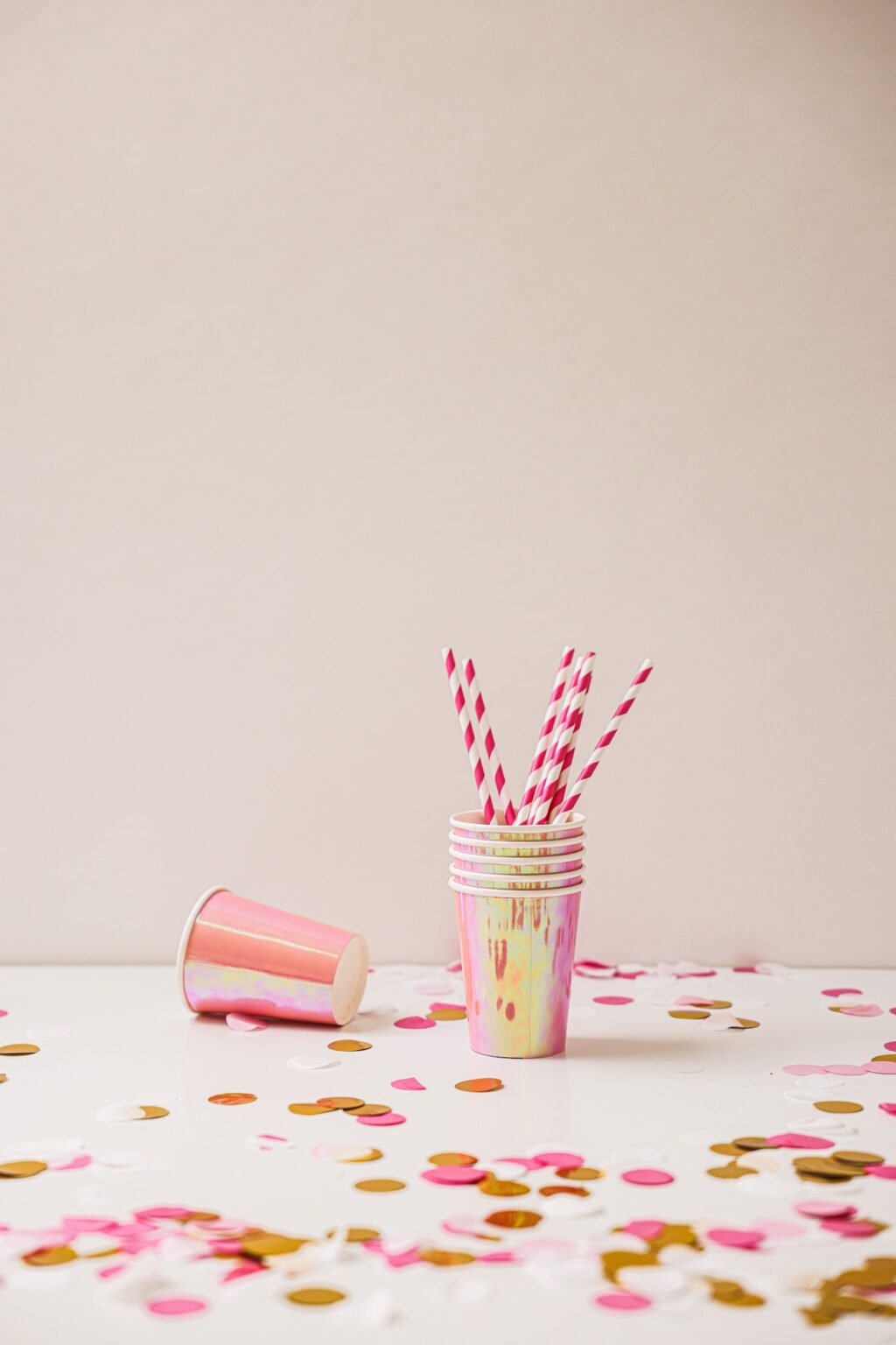 deco fete anniversaire rose gobelet carton