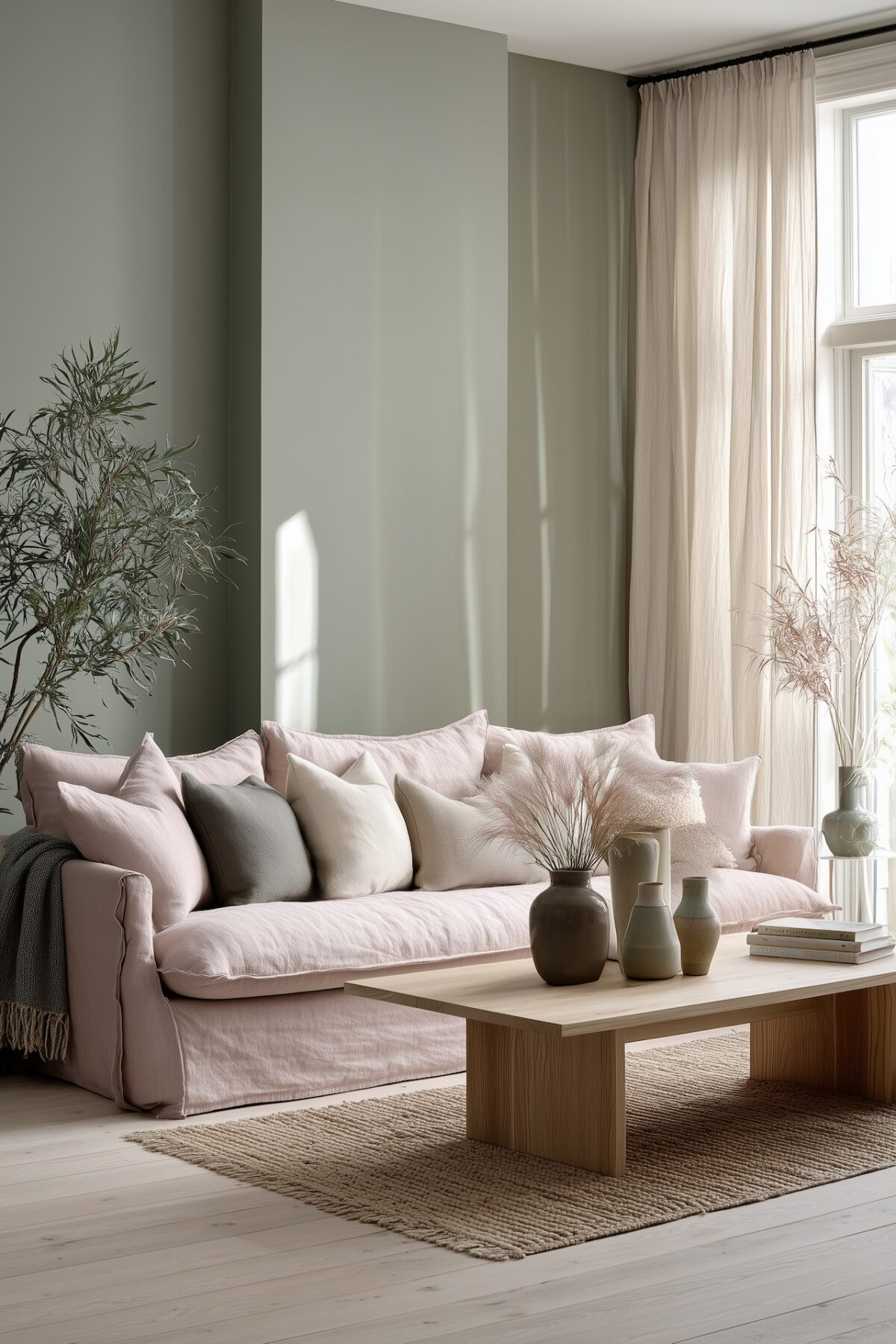 idées déco salon rose vert pastel