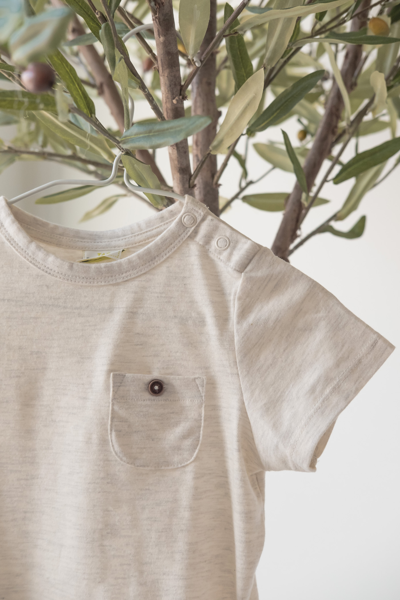 t-shirt coton recyclé enfant écru chiné