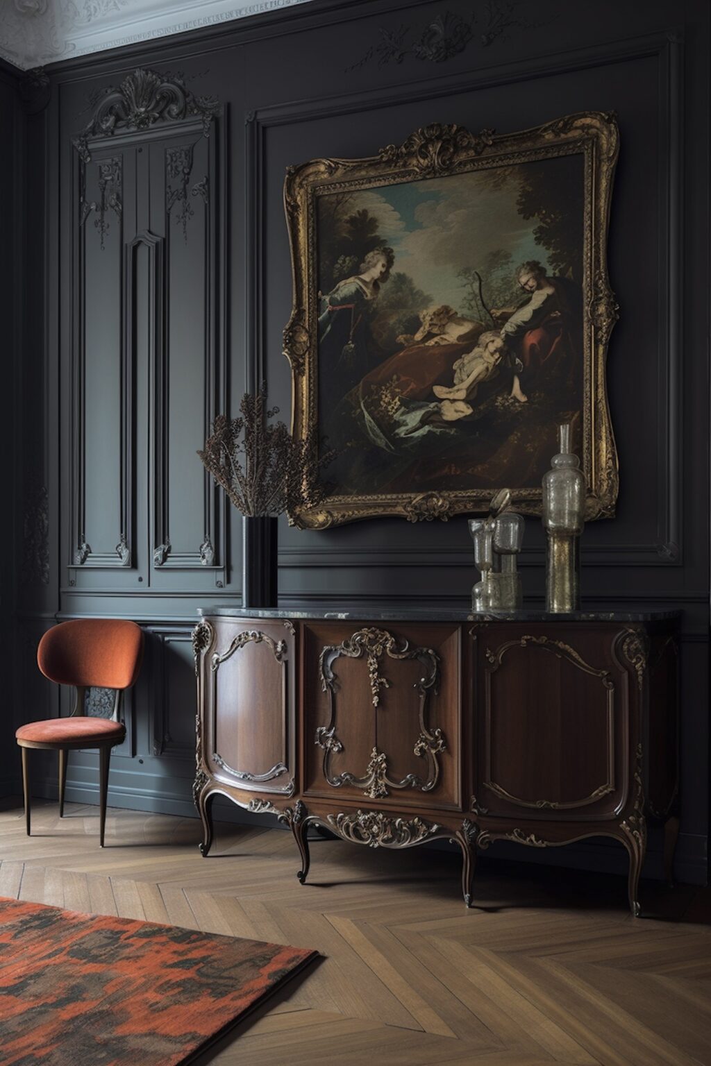 appartement traditionnel Moscou tableau Renaissance buffet