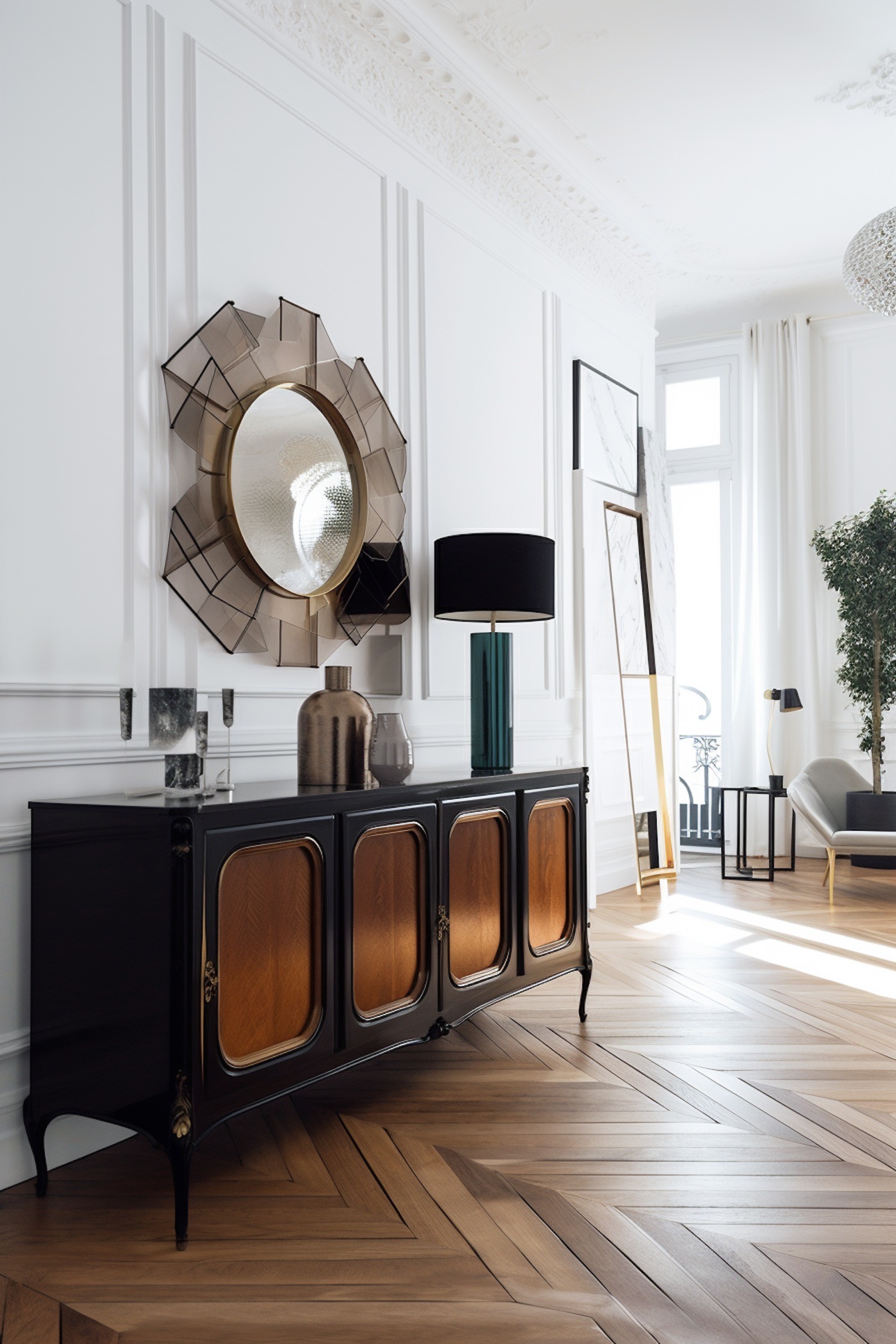 meuble Boulle Louis XIV intérieur moderne mélange style parisien