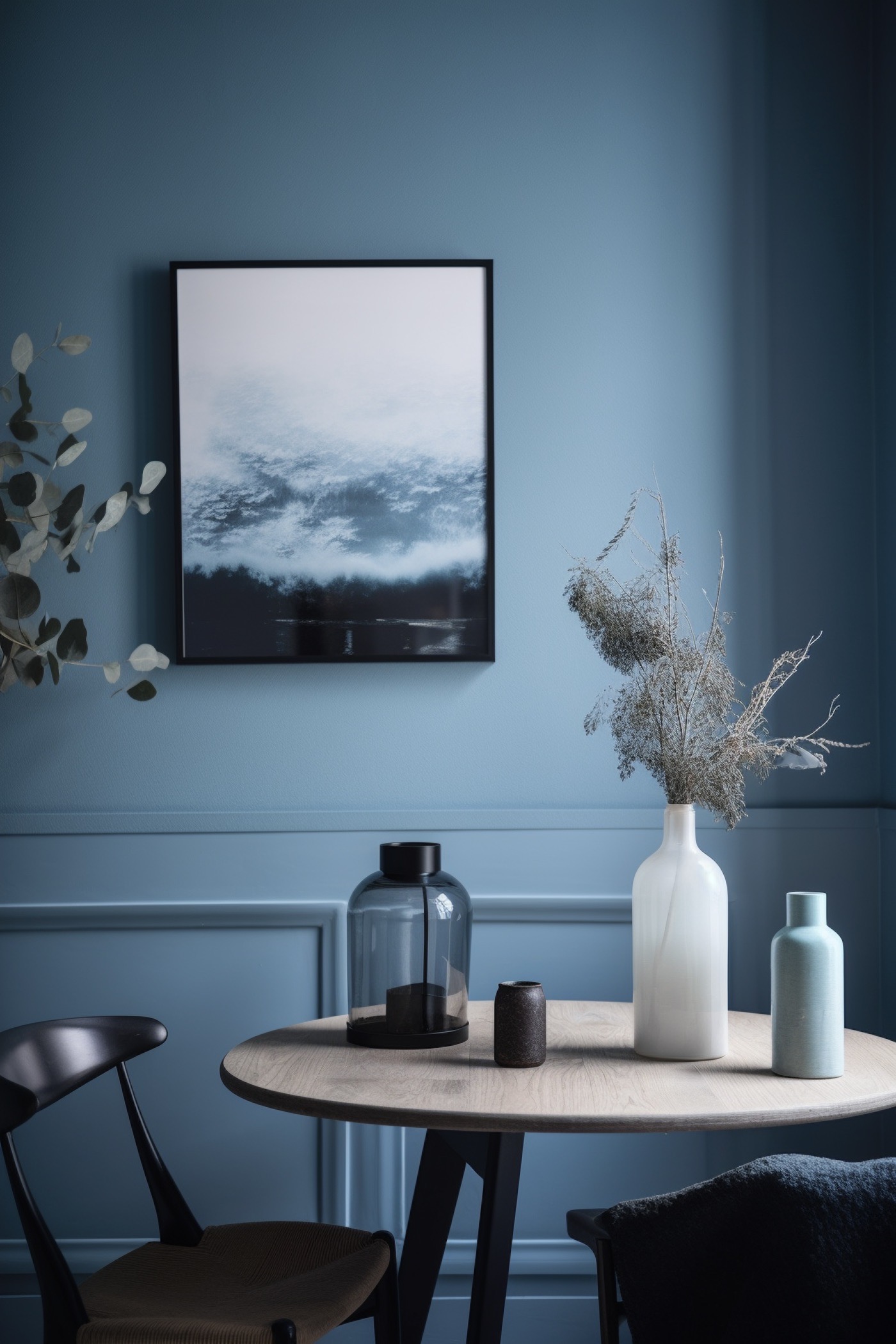 Pinterest aesthetic bleu mini salle à manger table bois ronde