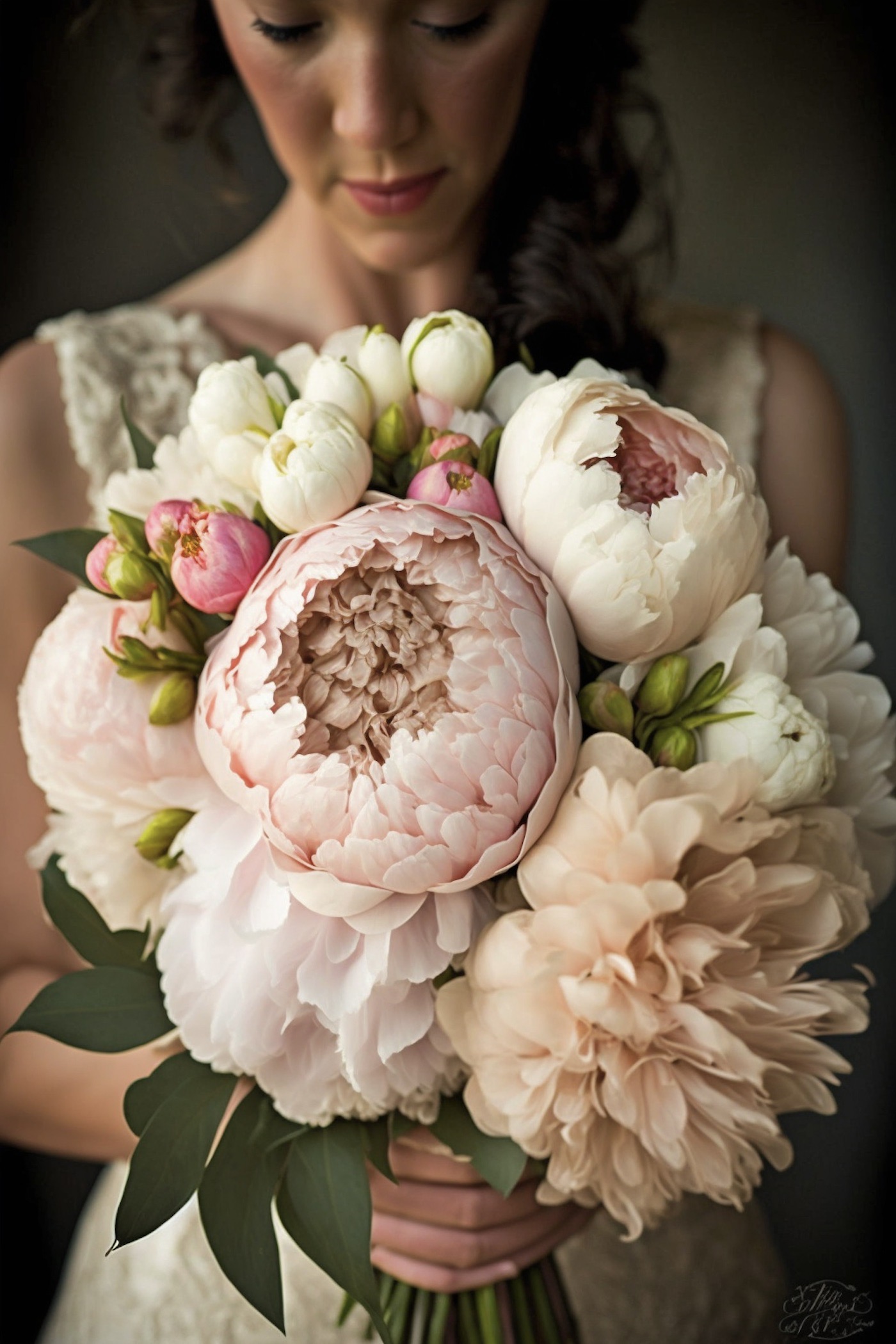 bouquet de la mariée décoration pivoines rose blanche jaune
