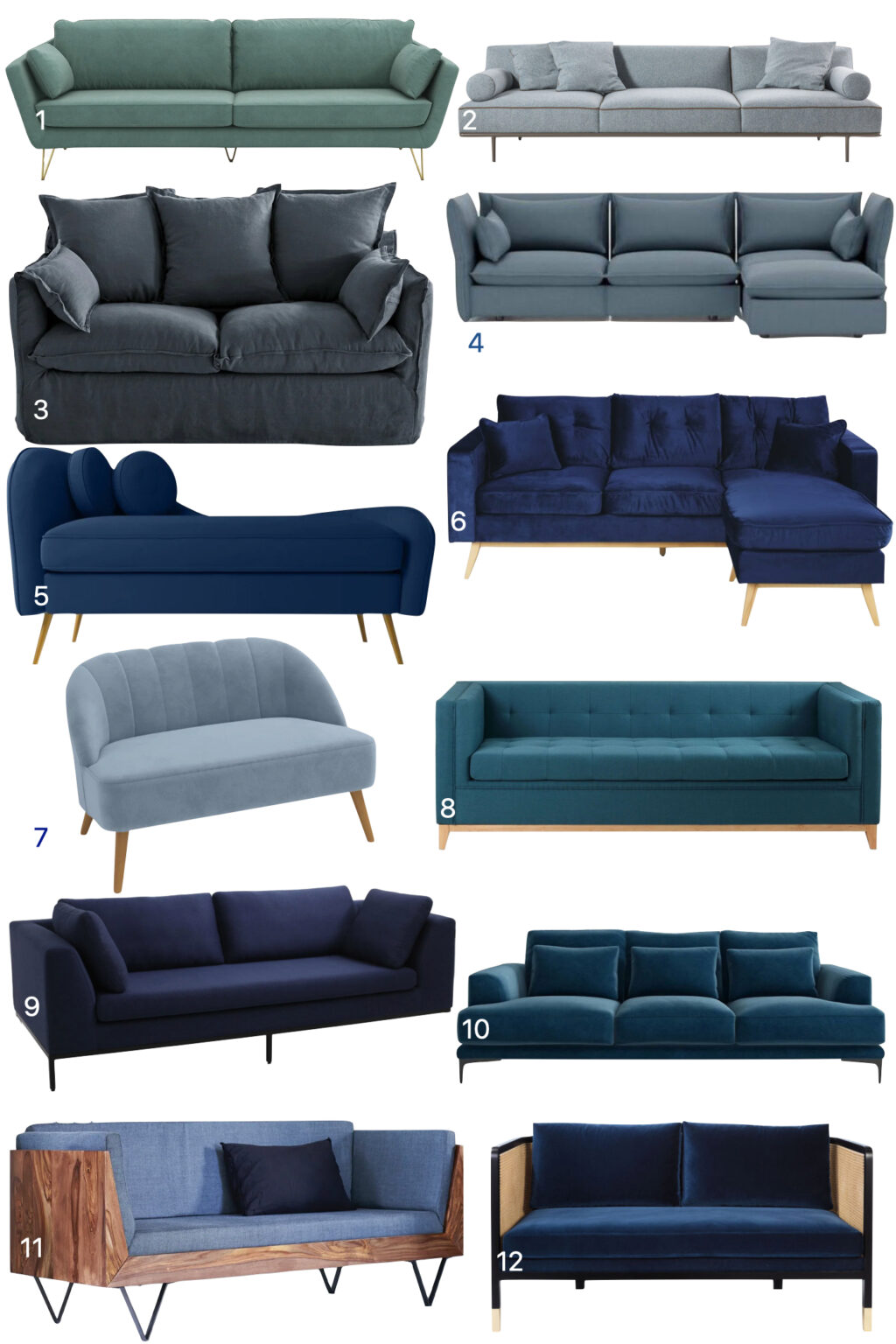 canapé bleu salon design pas cher