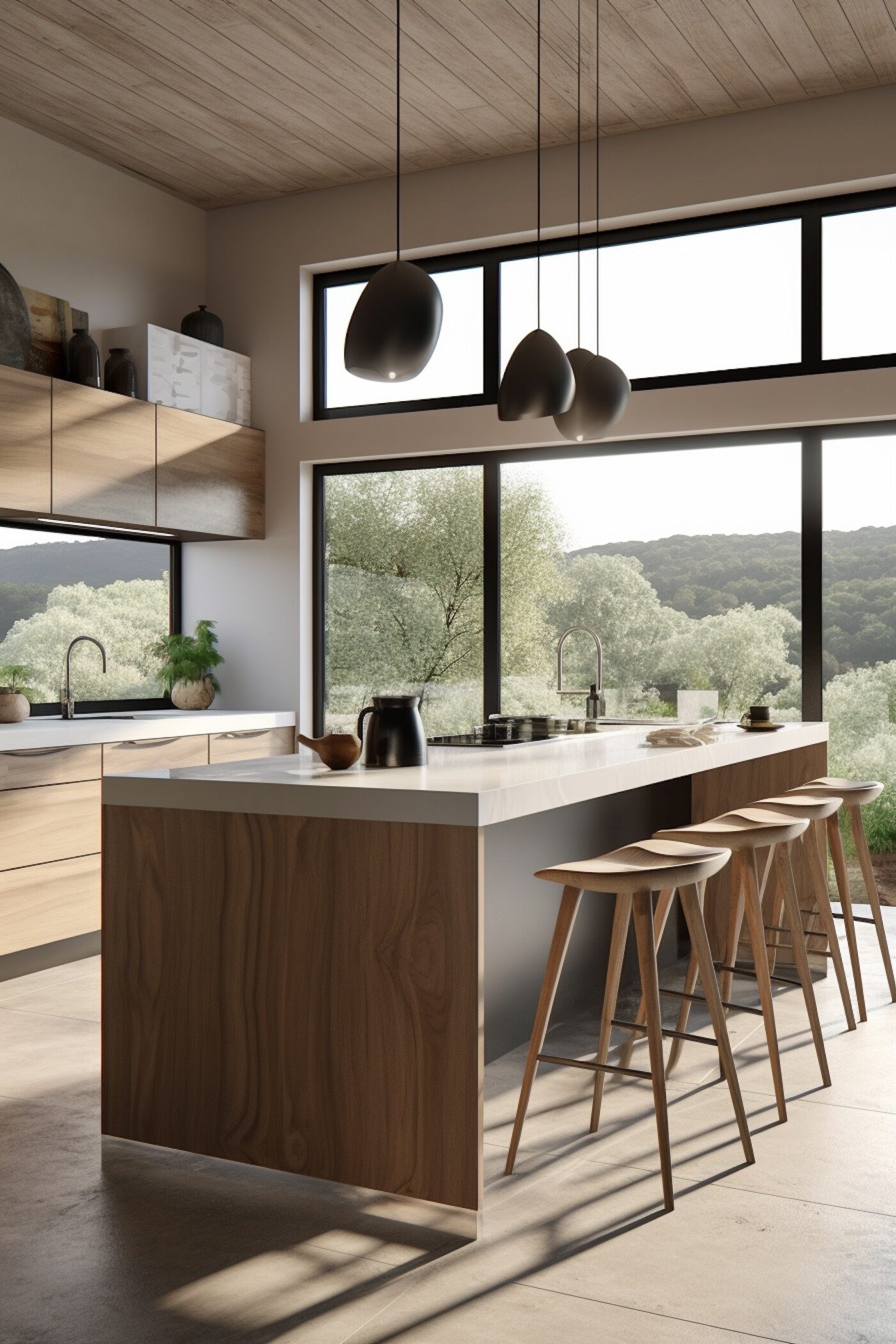 cuisine moderne bois marbre nature chalet loft maison campagne design