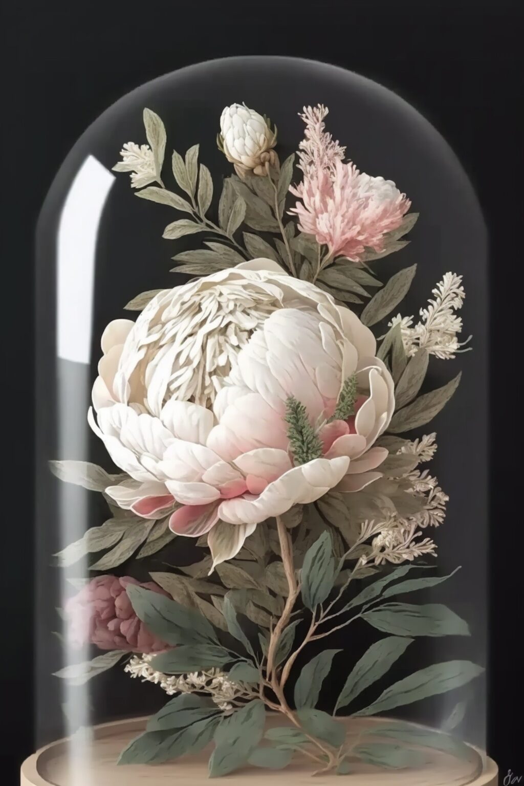 fleurs séchées sous cloche bricolage printemps