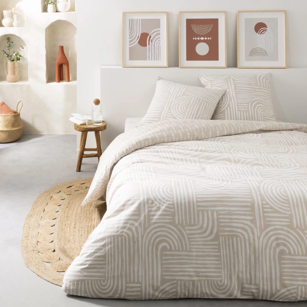 housse de couette tapis rond rotin lit double