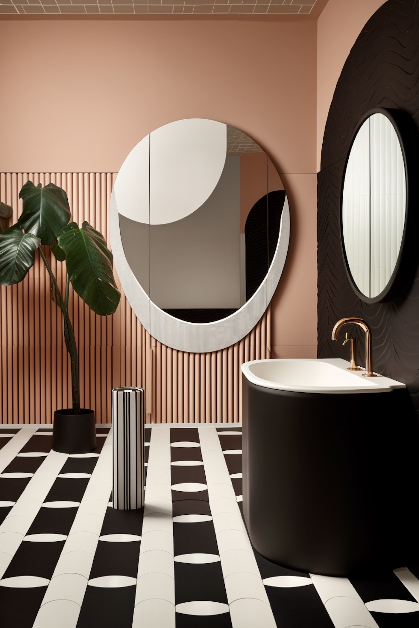 salle de bains rose noire décoratrice intérieur - clem around the corner