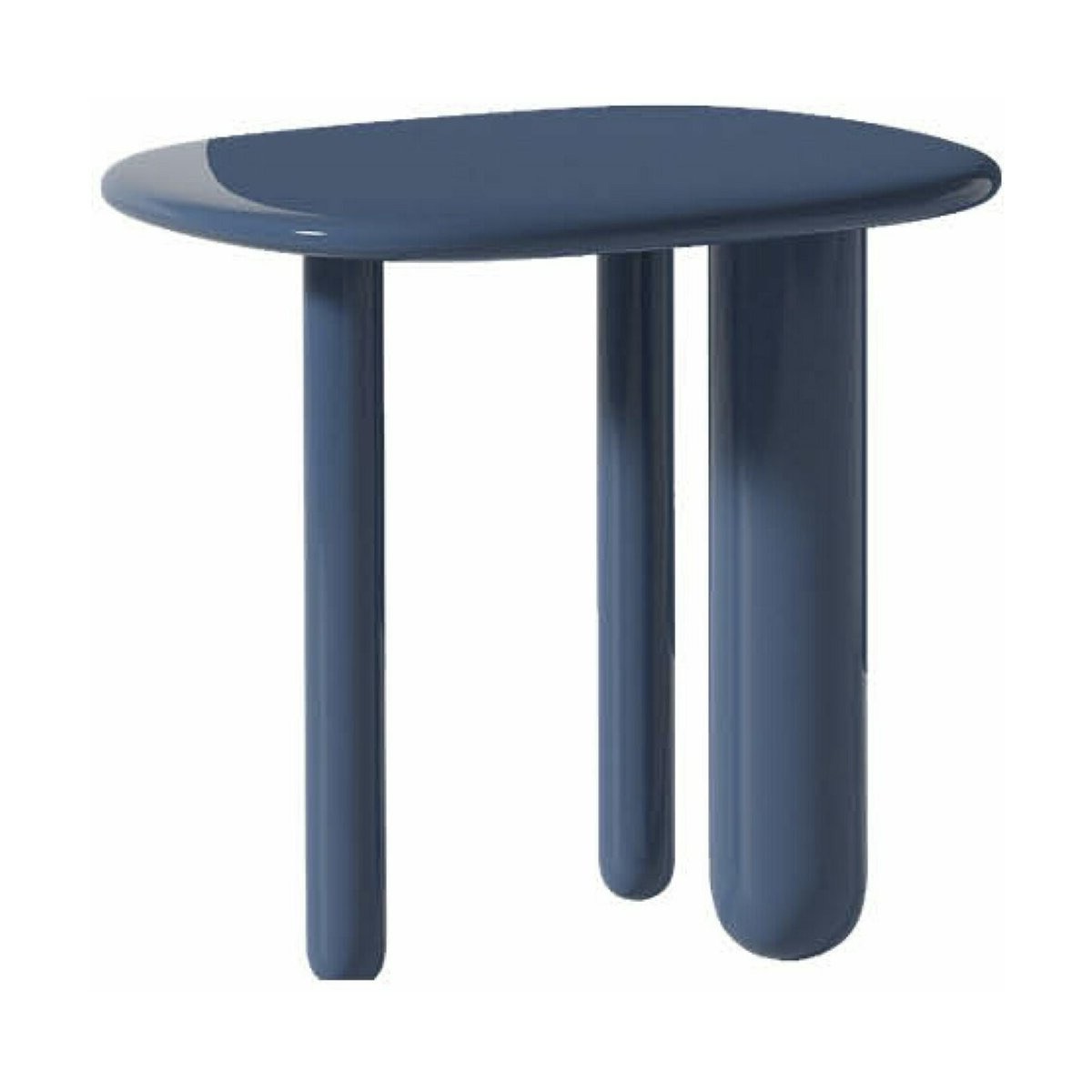 table bleue laquée bois arrondie